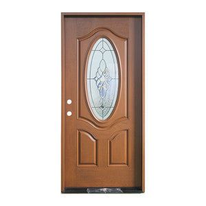 Fiberglass Door with small oval decorative glass